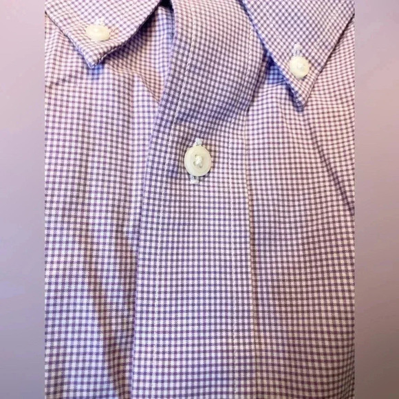 Lauren Ralph Lauren Button Down Shirt Purple Plad Slim Fit Mens Size 17 34/35 - Picture 3 of 5